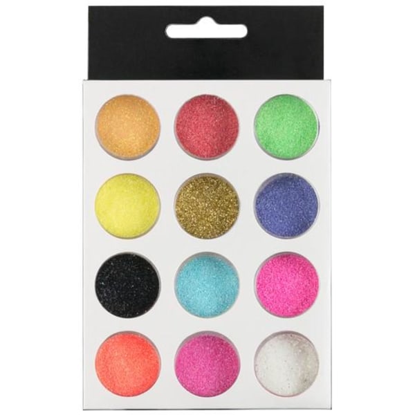 Dekorationssæt - Glitter - 12 farver - 3 ml / krukke Multicolor