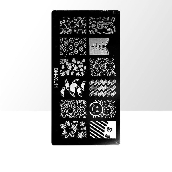 Stempelplade - Negledekorationer - XL11 - Rektangel Metal look