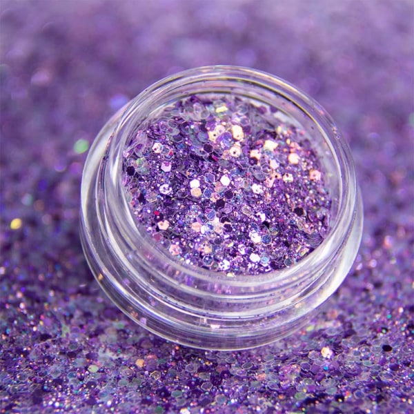 Nail Glitter - Wink Effect - Hexagon - 15 Purple