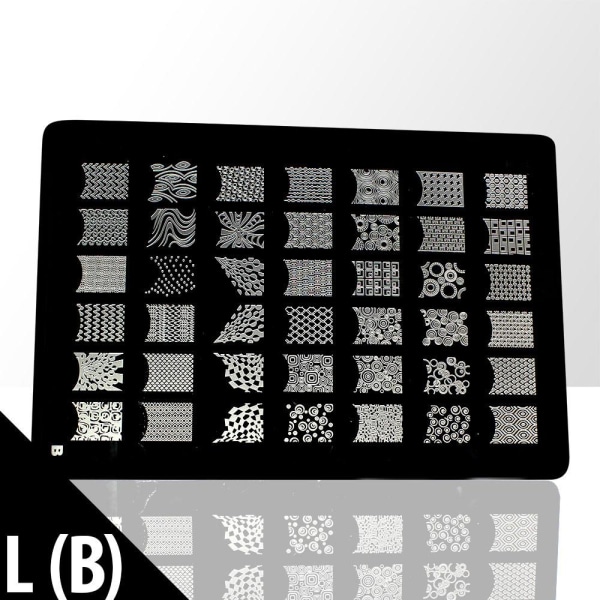 Stämpelplatta - Nageldekorationer - L(B) - Rektangel Metall utseende