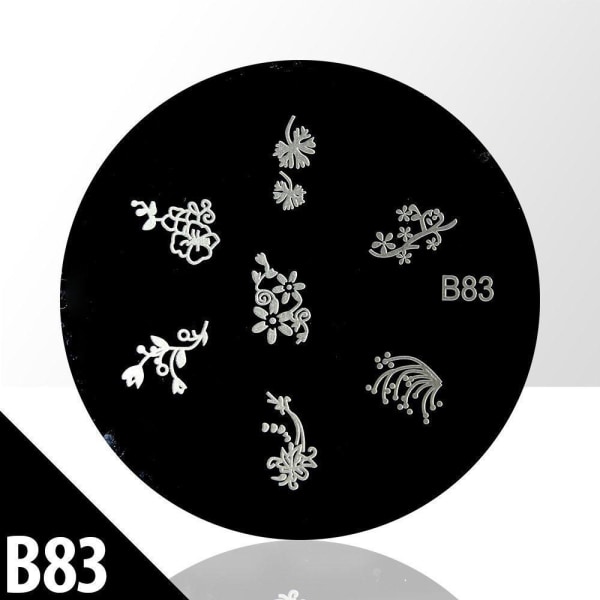 Stempelplade - Negledekorationer - B83 - Rund Metal look