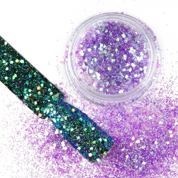 Nail Glitter - Wink Effect - Hexagon - 04 Purple