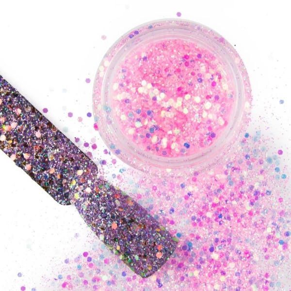 Nail Glitter - Wink Effect - Hexagon - 14 Pink