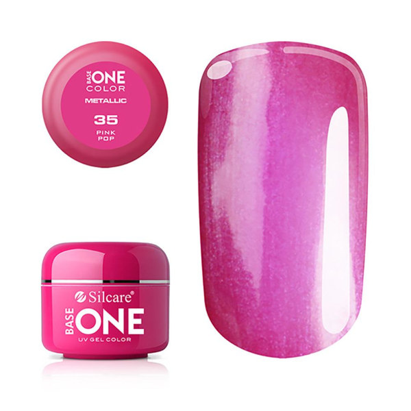 Base One - UV Gel - Metallic - 35 - Pink pop - 5 gram Rosa