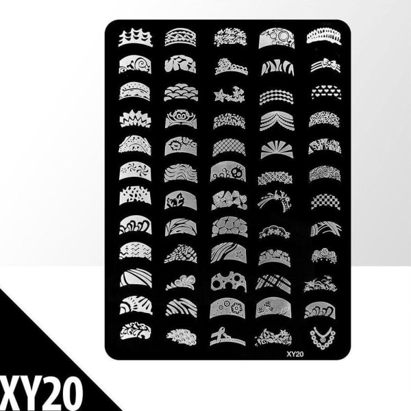 Stämpelplatta - Nageldekorationer - XY20 - Rektangel Metall utseende