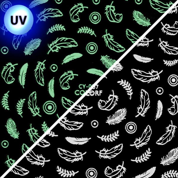 Klisterdekaler - Lyser i UV ljus - CY-007 - För naglar multifärg