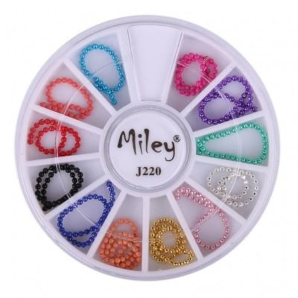 Rund - Miley - J220 - Negledekorationer - 12 farver Multicolor