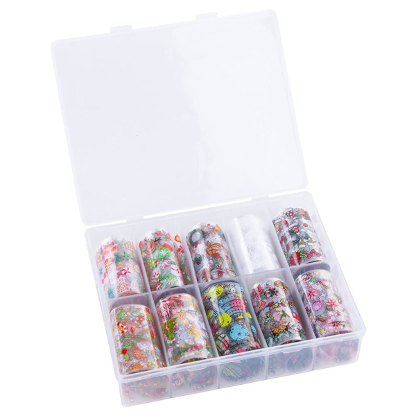 Nagelfolie / folie - Set 10 färger - 100 cm / st multifärg