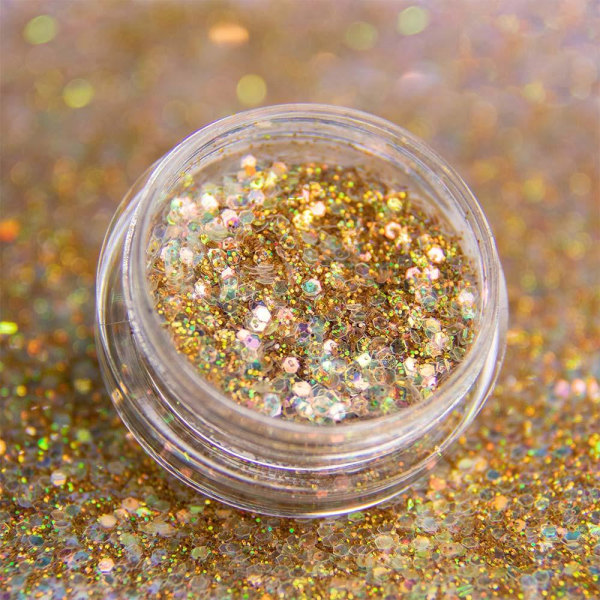 Nail Glitter - Wink Effect - Hexagon - 34 Gold