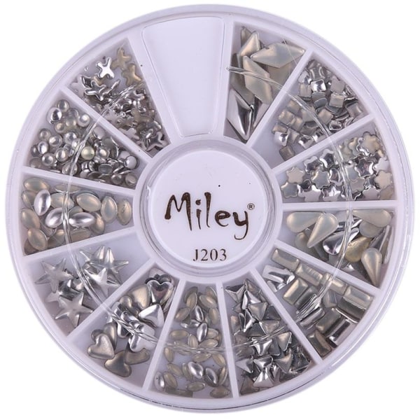 Pyöreä - Miley - J203 - Kynsikoristeet - Noin: 600 kpl Silver