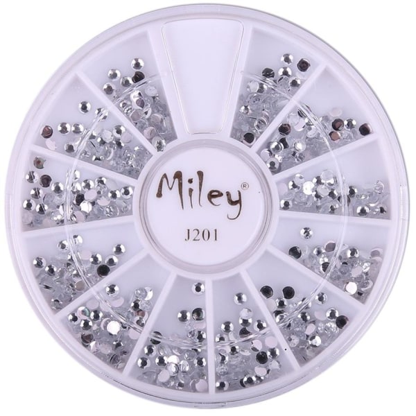 Rundel - Miley - J201 - Nageldekorationer - Ca: 600 st Silver
