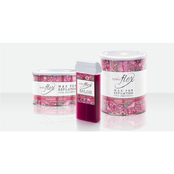 24x100g Raspberry - Roll on vax - Flex - Italwax Röd