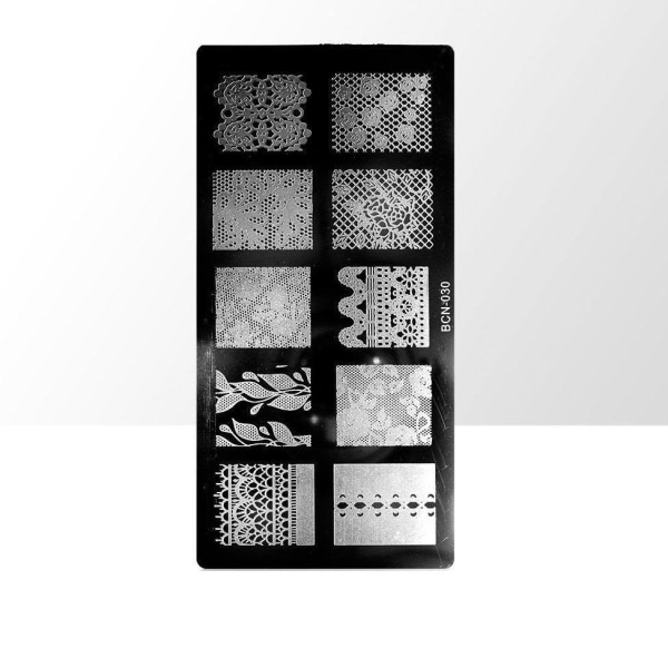 Stämpelplatta - Nageldekorationer - BCN-030 - Rektangel Metall utseende