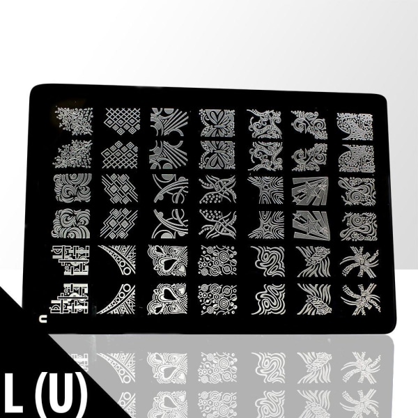 Stämpelplatta - Nageldekorationer - L(U) - Rektangel Metall utseende