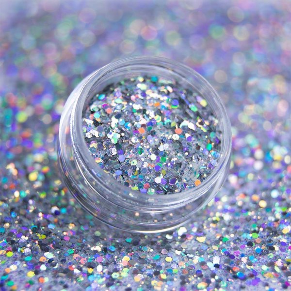 Nail Glitter - Wink Effect - Hexagon - 37 Silver