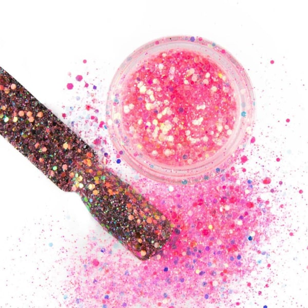 Nail Glitter - Wink Effect - Hexagon - 27 Pink