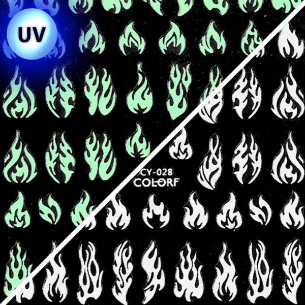 Klisterdekaler - Lyser i UV ljus - CY-028 - För naglar multifärg