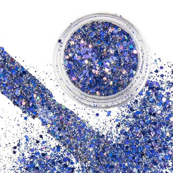 Nail Glitter - Wink Effect - Hexagon - 09 Blue