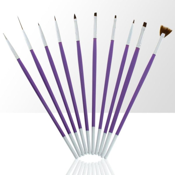 Sæt med 10 forskellige børster - Lilla / Hvid Purple
