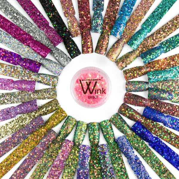 Nail Glitter - Wink Effect - Hexagon - 26 Pink