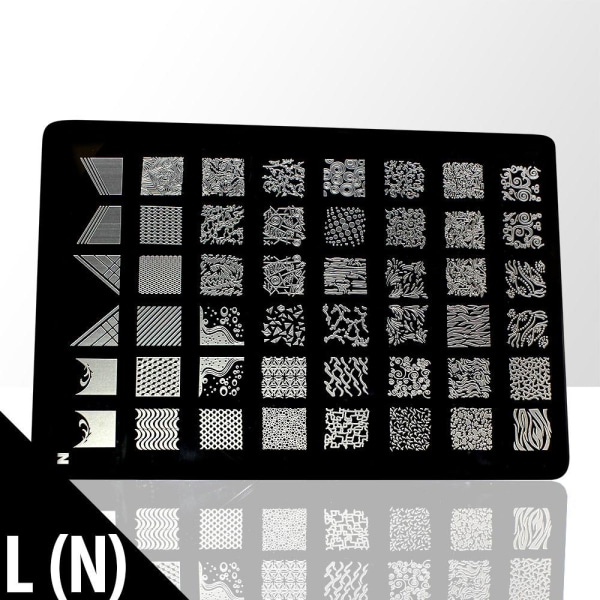 Stämpelplatta - Nageldekorationer - L(N) - Rektangel Metall utseende