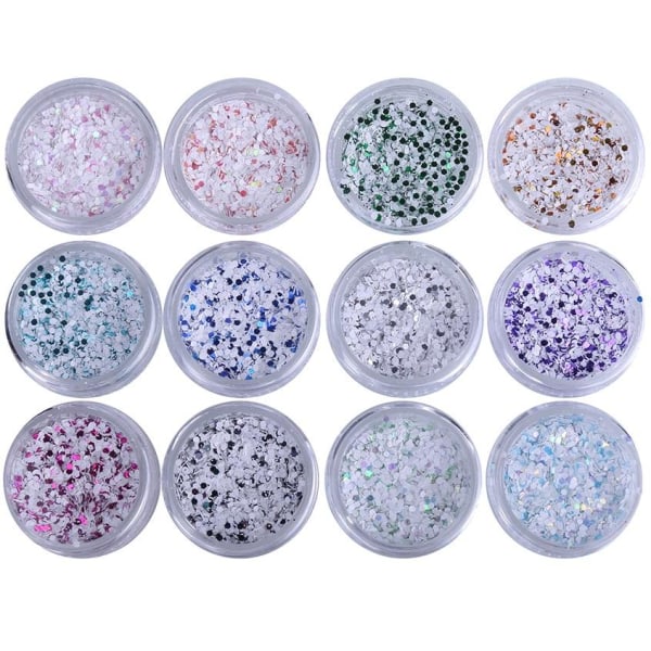 Dekorations set - Glitter - 12 Kulörer - 3 ml / burk Multicolor