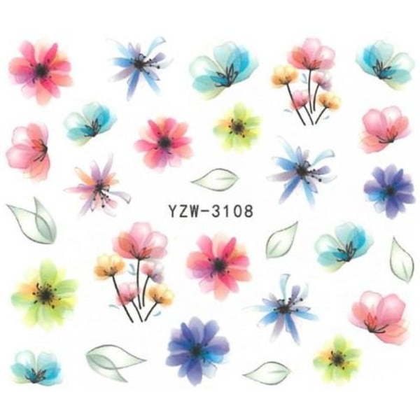 Vanddekaler - Blomster - YZW-3108 - Til negle Multicolor