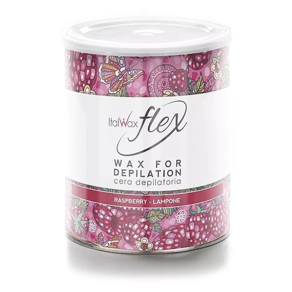 6x800g Flex - Raspberry - Varmt Vax Burk - Italwax Rosa