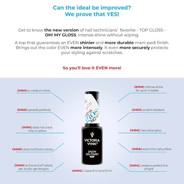 Top coat - Top Oh! My Gloss - No wipe - 15 ml - Victoria Vynn - Gel Polish Transparent