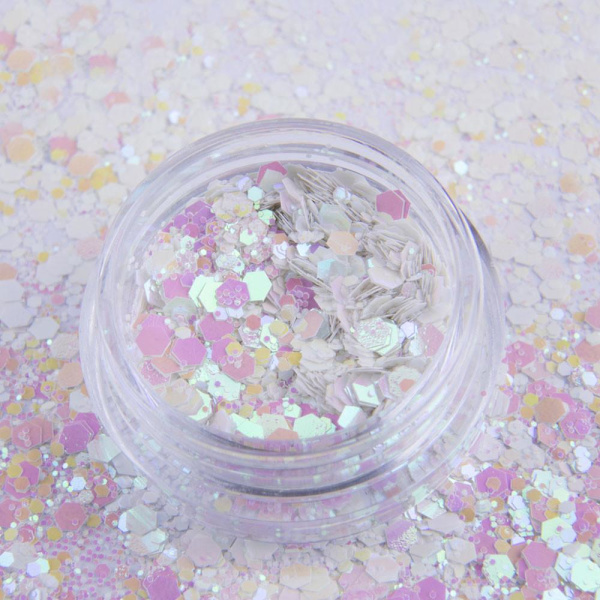 Glitter - Hexagon - Primavera - 01 Vit