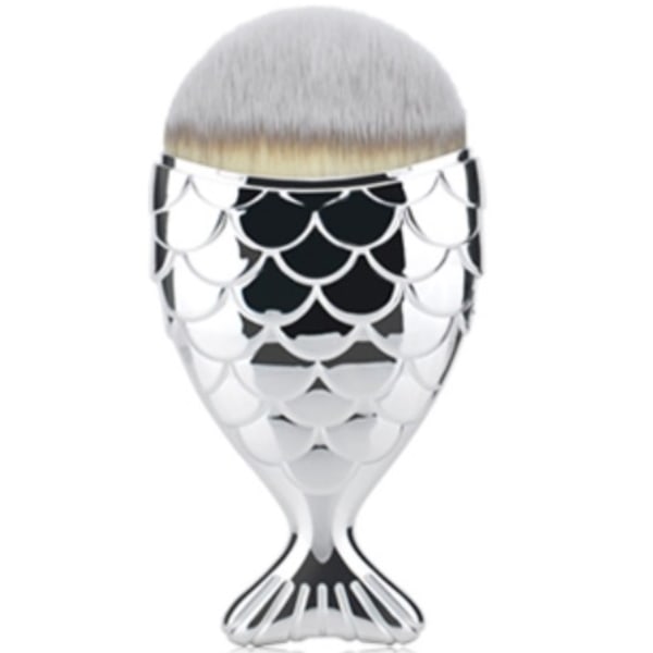 Støvbørste / Make-up børste - Fiskeformet - Sølv