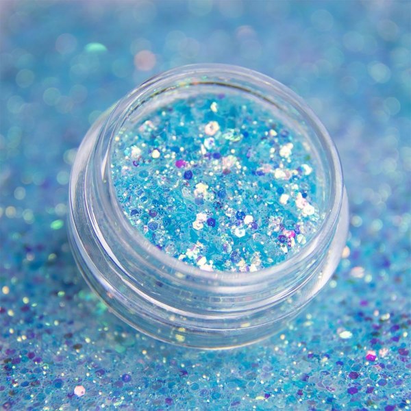 Nail Glitter - Wink Effect - Hexagon - 32 Light blue
