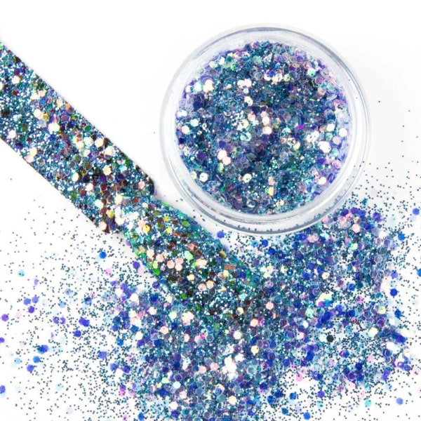 Nail Glitter - Wink Effect - Hexagon - 01 Blue