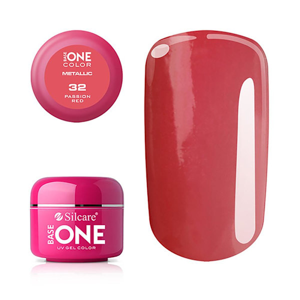 Base One - UV Gel - Metallic -  Passion Red - 32 - 5 gram Röd