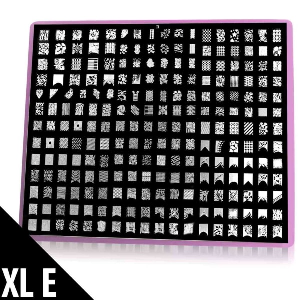 Stempelplade - Negledekorationer - XL-E - Rektangel Metal look