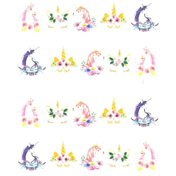 Vanddekaler - Unicorn - STZ-617 - Til negle Multicolor