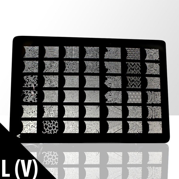 Stämpelplatta - Nageldekorationer - L(V) - Rektangel Metall utseende