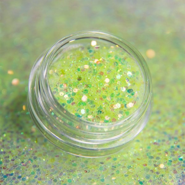 Nail Glitter - Wink Effect - Hexagon - 30 Lime green