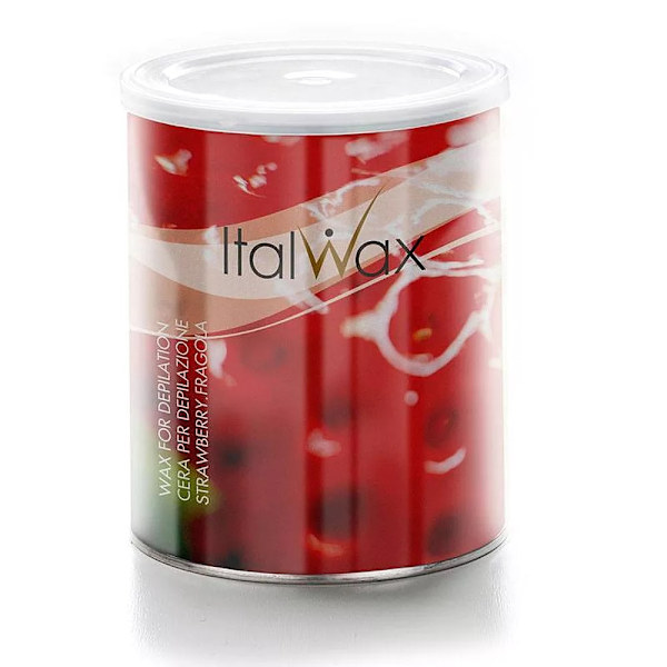 6x800g Strawberry - Varmt Vax Burk - Italwax Röd