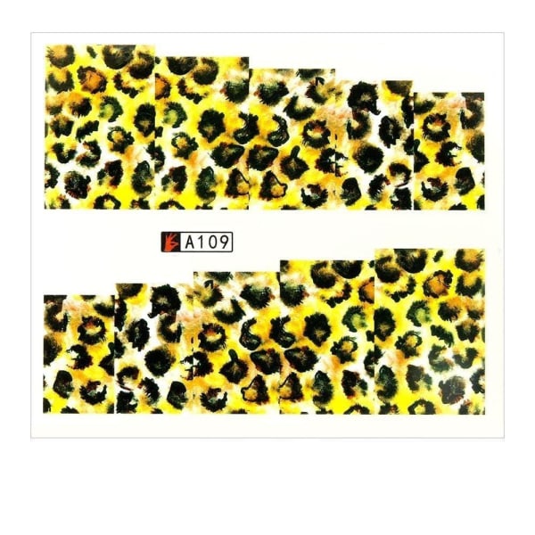 Vanddekaler - Leopard - A109 - Til negle Multicolor