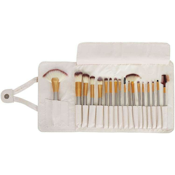 Set med 18 sminkbortstar i ett vitt fodral White