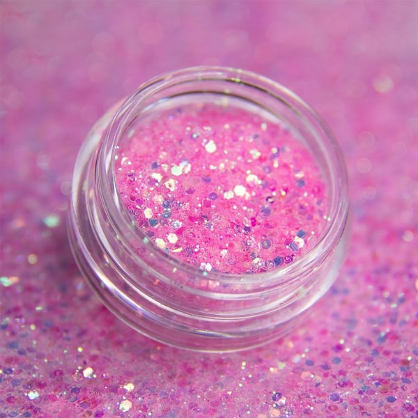 Nail Glitter - Wink Effect - Hexagon - 14 Pink