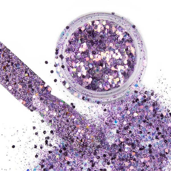 Nail Glitter - Wink Effect - Hexagon - 15 Purple