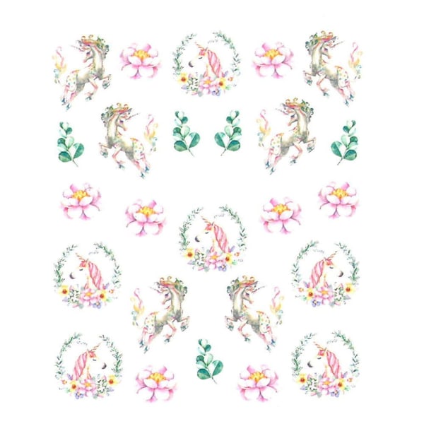 Vattendekaler - Unicorn - STZ-634 - För naglar Multicolor