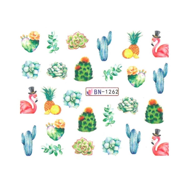 Vanddekaler - Kaktus - BN-1262 - Til negle Multicolor