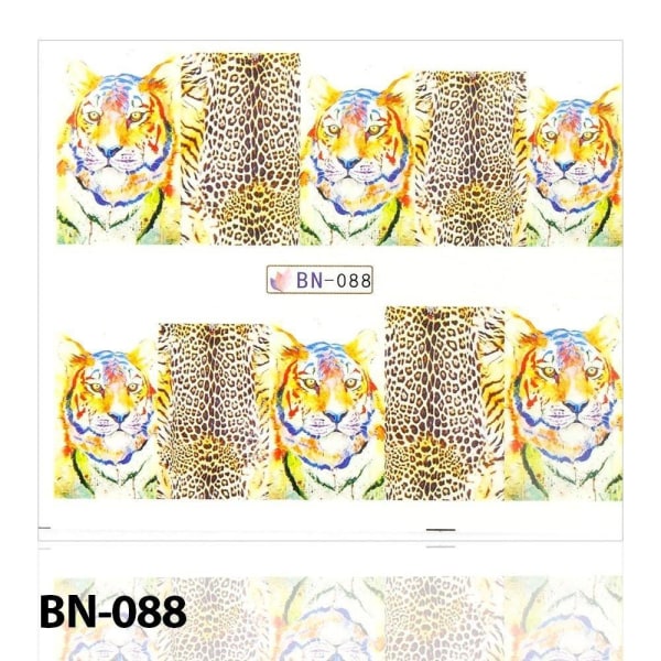 Vanddekaler - Tiger og Leopard - BN-088 - Til negle Multicolor