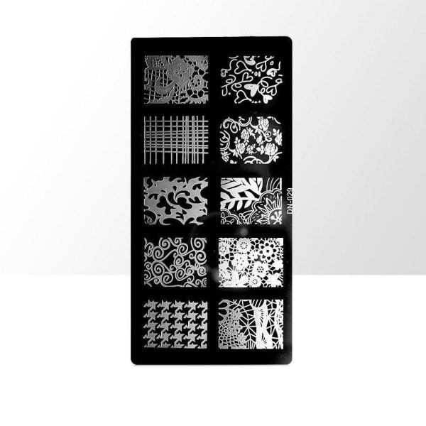 Stämpelplatta - Nageldekorationer - DN029 - Rektangel Metall utseende