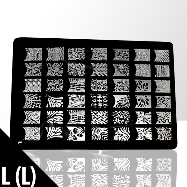 Stämpelplatta - Nageldekorationer - L(L) - Rektangel Metall utseende