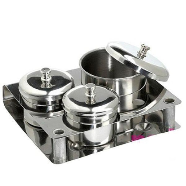 Akryl set - Behållare 3 st - Rostfritt Metal look