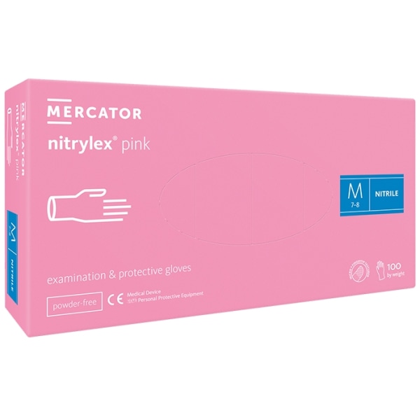100st Handskar Nitril - Storlek: Medium - Rosa Rosa